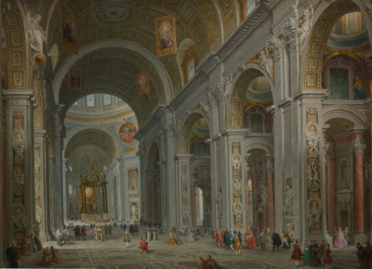Interior de São Pedro, Roma, depois de 1754. de Giovanni Paolo Panini