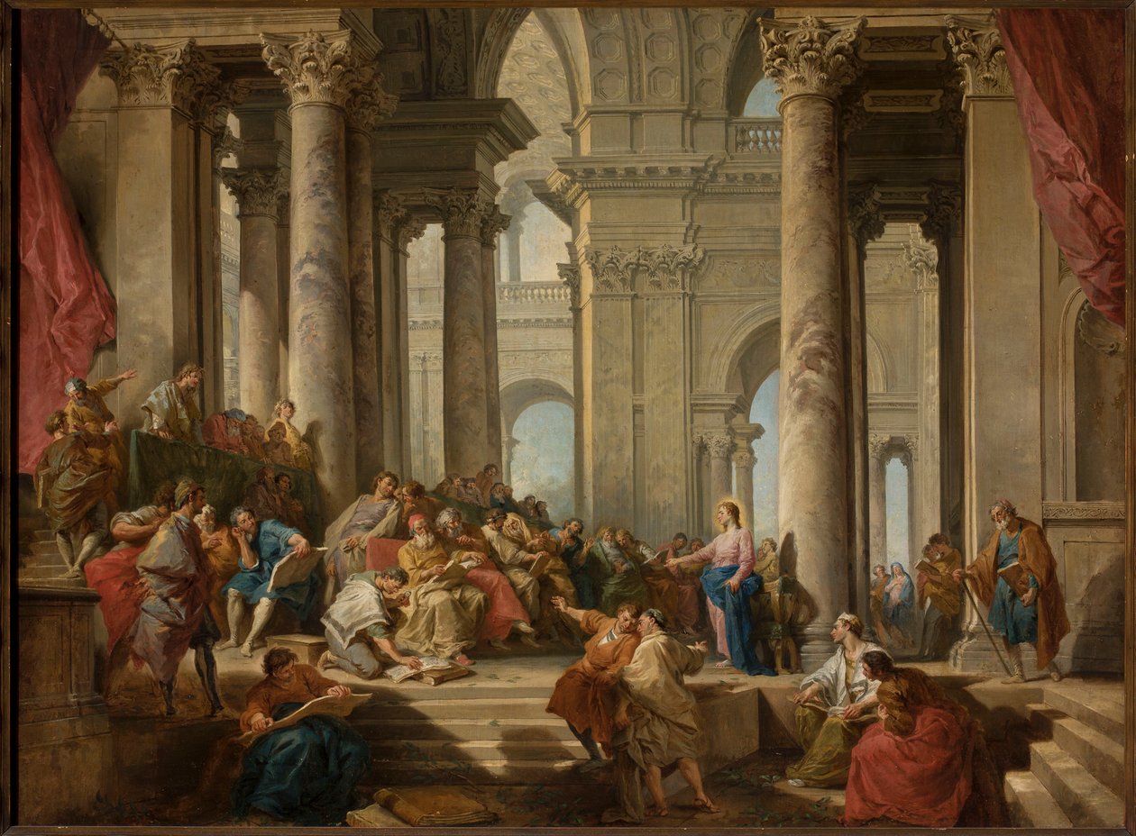 Cristo entre os doutores de Giovanni Paolo Pannini