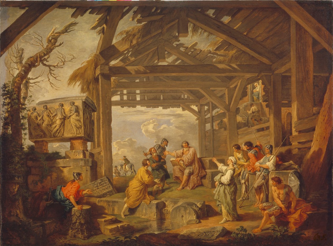 Sibyl Cumaean profetizou o Nascimento de Cristo, 1738 de Giovanni Paolo Pannini