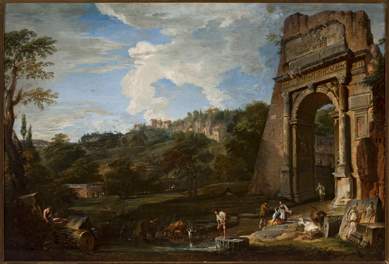 Paisagem com o Arco de Tito de Giovanni Paolo Pannini