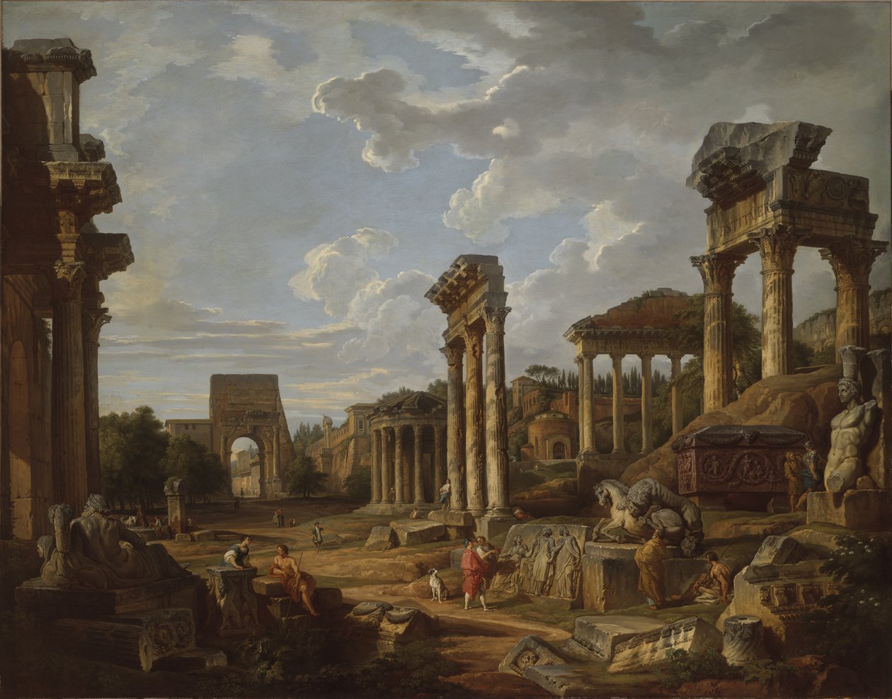 Um capricho do Fórum Romano, 1741 de Giovanni Paolo Pannini