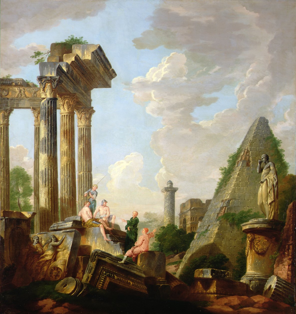 Um Capriccio Arquitectónico com um Apóstolo Pregador antes das Ruínas (óleo sobre tela) de Giovanni Paolo Pannini