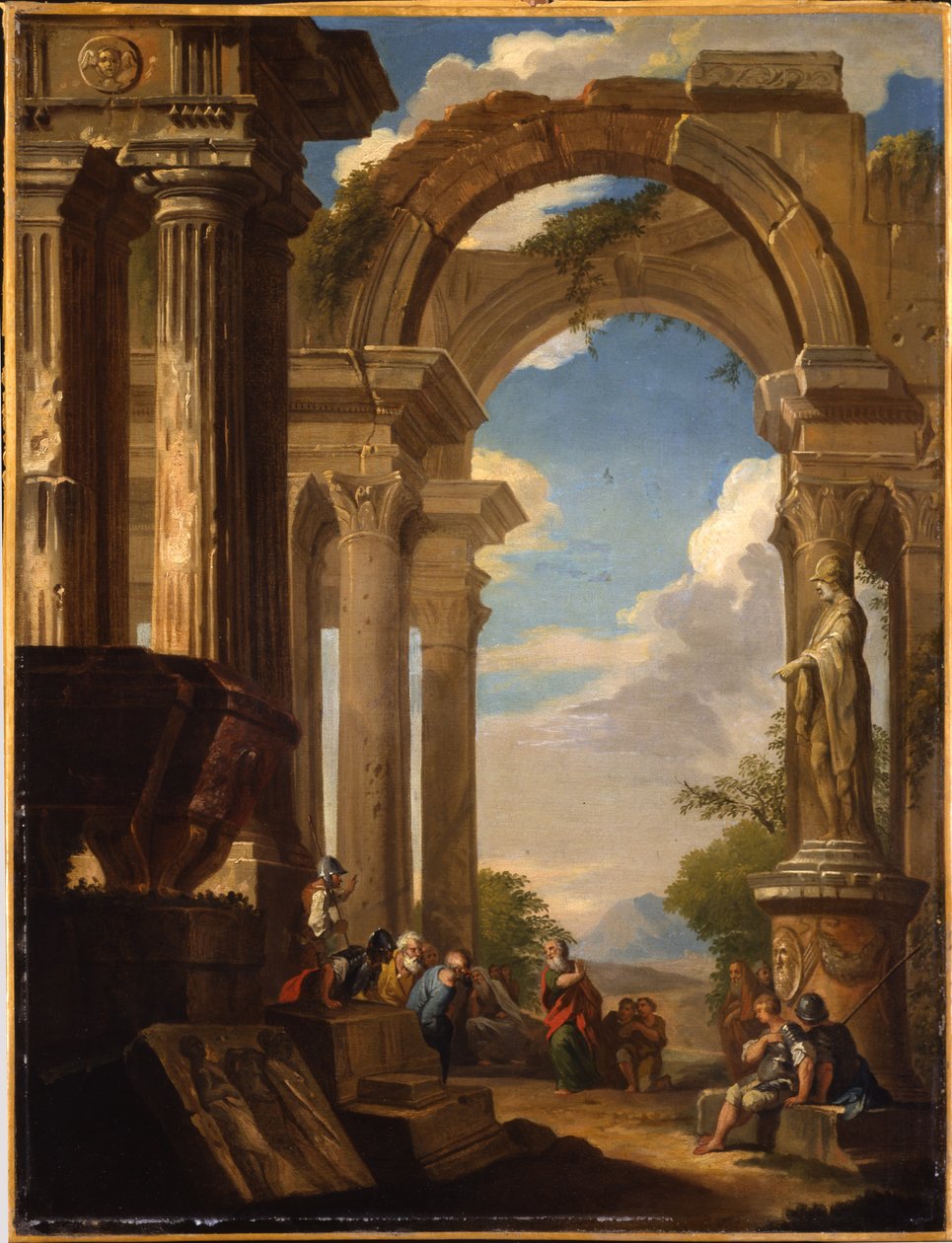 Capricci das ruínas romanas com figuras de Giovanni Paolo Pannini