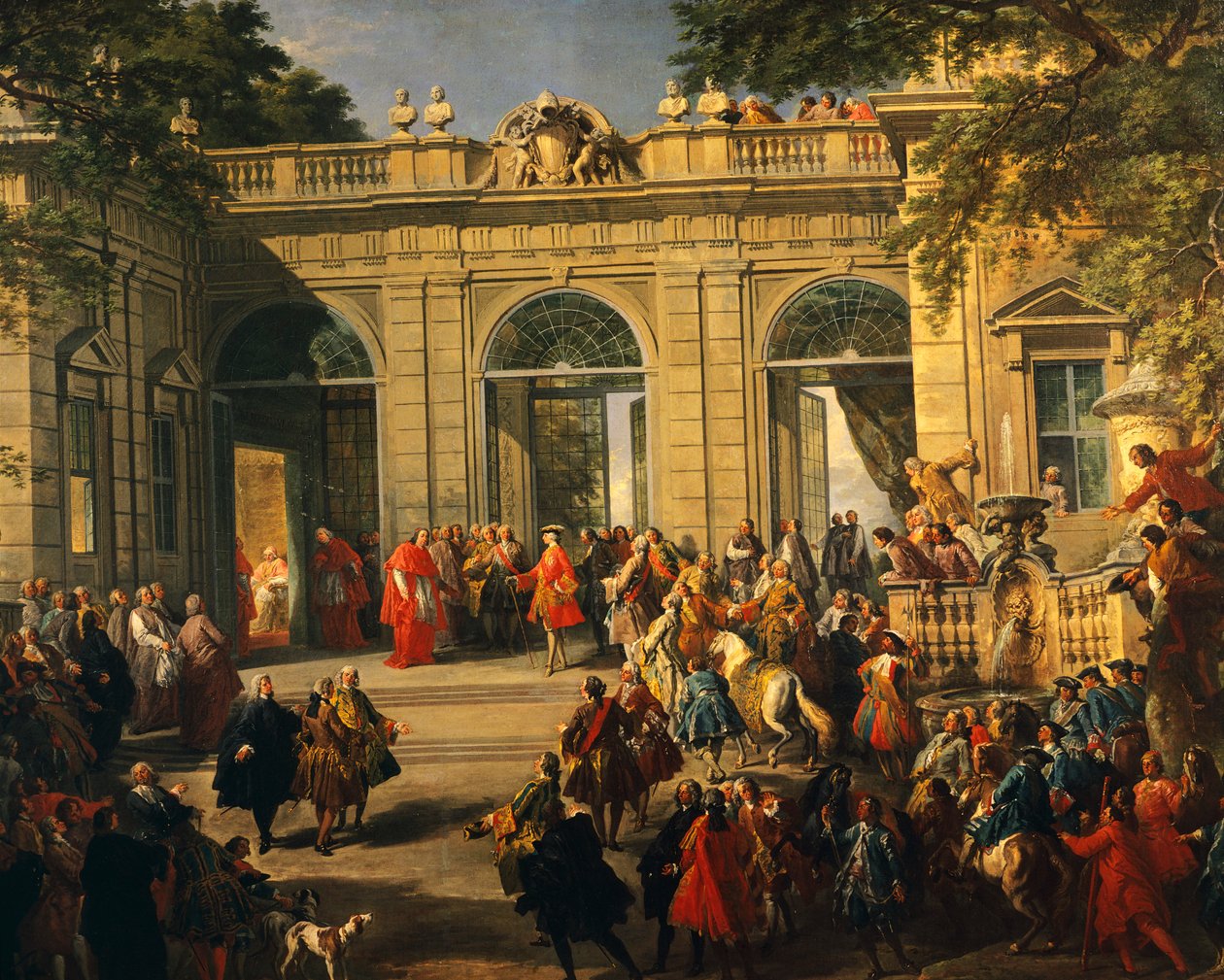 Carlos III de Bourbon em visita ao Papa Bento XIV na Casa do Café Quirinal de Giovanni Paolo Pannini