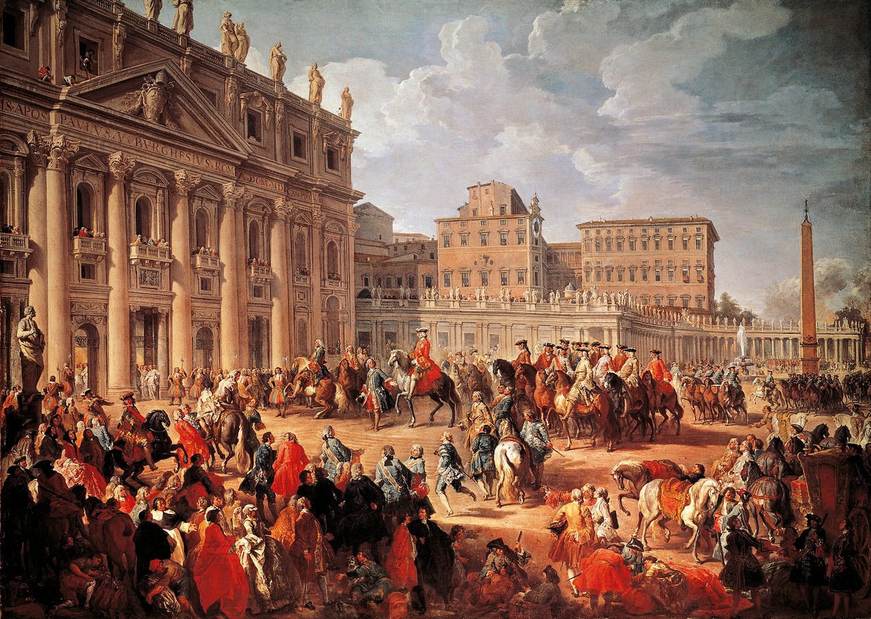 Carlos III visitando a Basílica de São Pedro, Roma de Giovanni Paolo Pannini