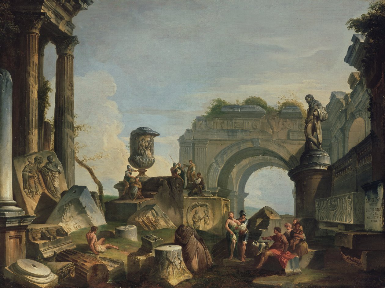 Cena Clássica com Figuras de Giovanni Paolo Pannini