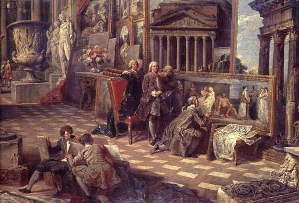 Detalhe do Interior de uma Galeria de Imagens Imaginárias de Giovanni Paolo Pannini