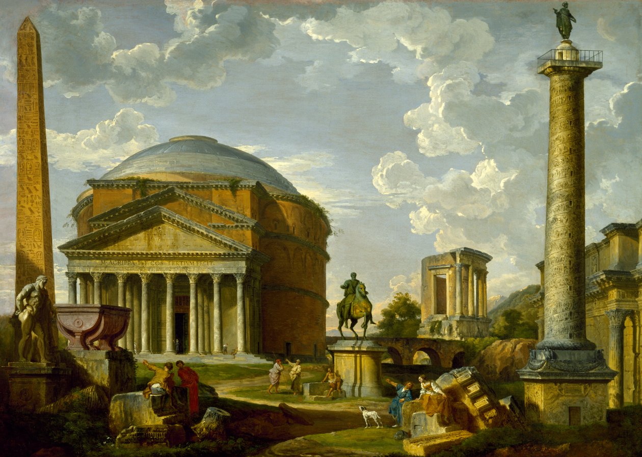Fantasy View com o Panteão e outros monumentos da Roma Antiga de Giovanni Paolo Pannini