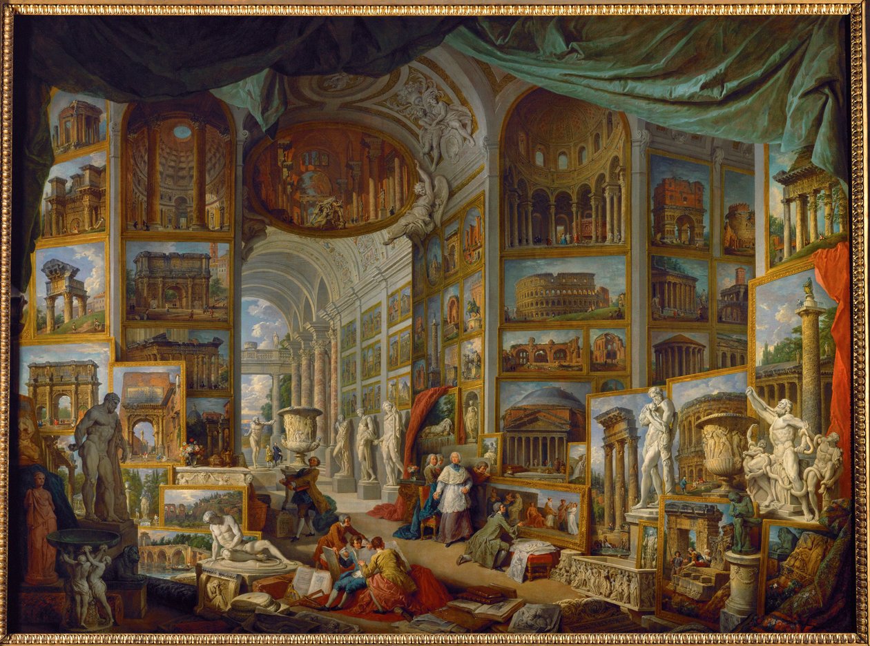 Galeria de vistas da Roma antiga ... de Giovanni Paolo Pannini or Panini