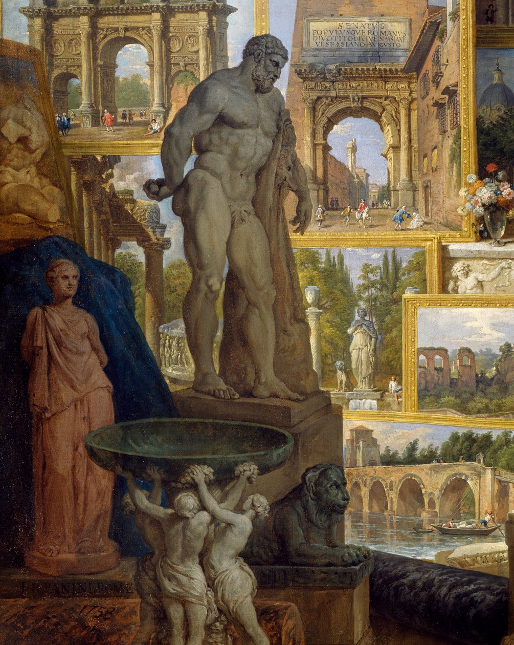 Galeria de imagens da Roma antiga, encomendada pelo Abade de Canillac de Giovanni Paolo Pannini