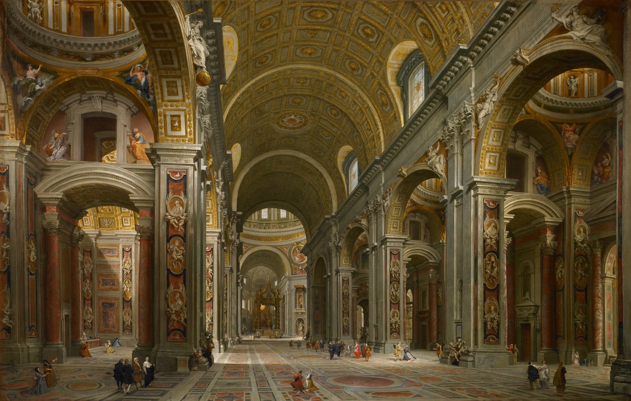 Interior da Basílica de São Pedro, Roma de Giovanni Paolo Pannini or Panini