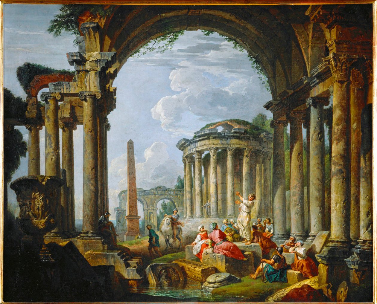 Predicação em ruínas antigas (pintura sobre tela) de Giovanni Paolo Pannini or Panini