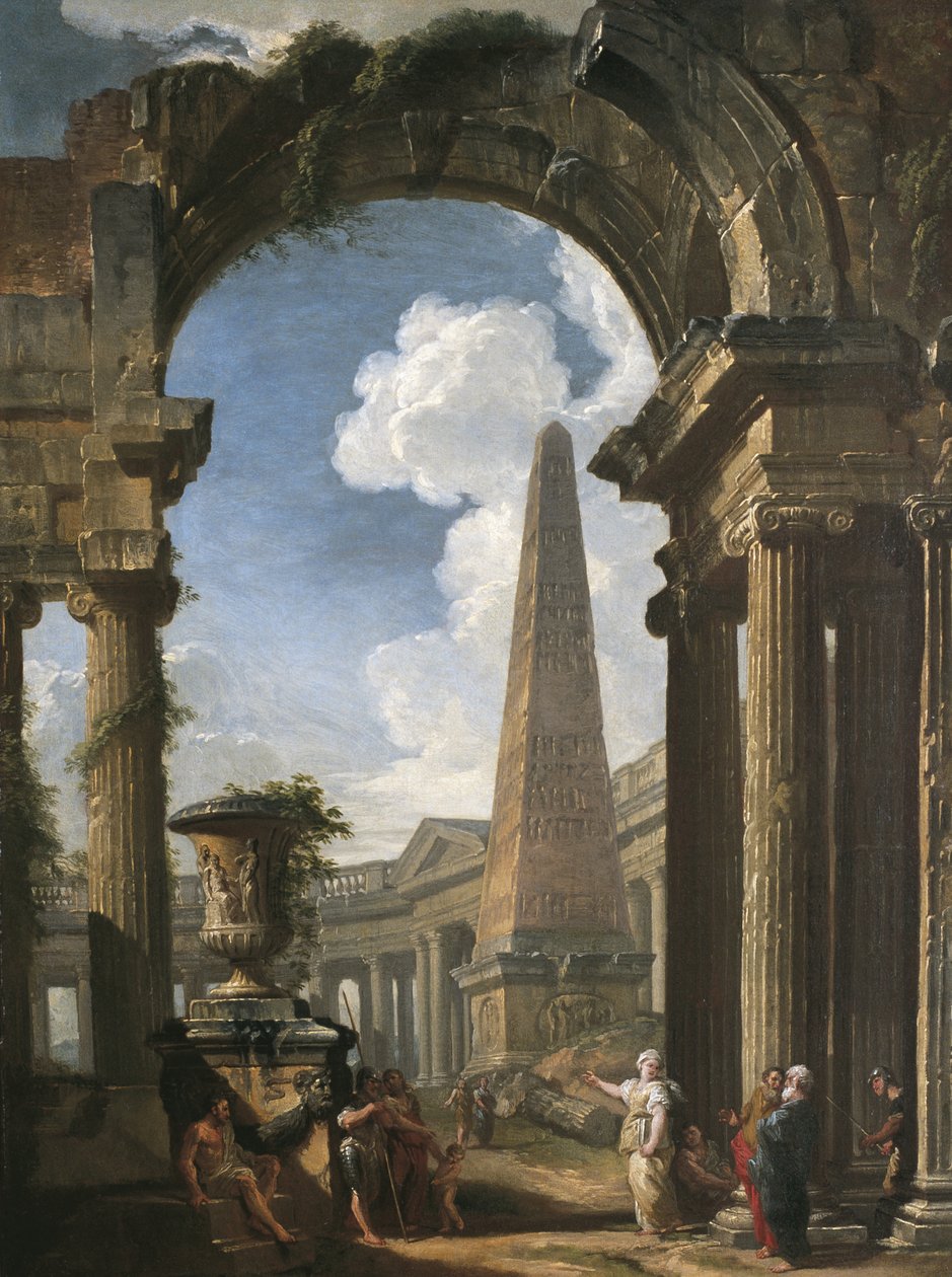 Ruínas de um Templo com uma Sibila, c.1719 (óleo sobre tela) de Giovanni Paolo Pannini