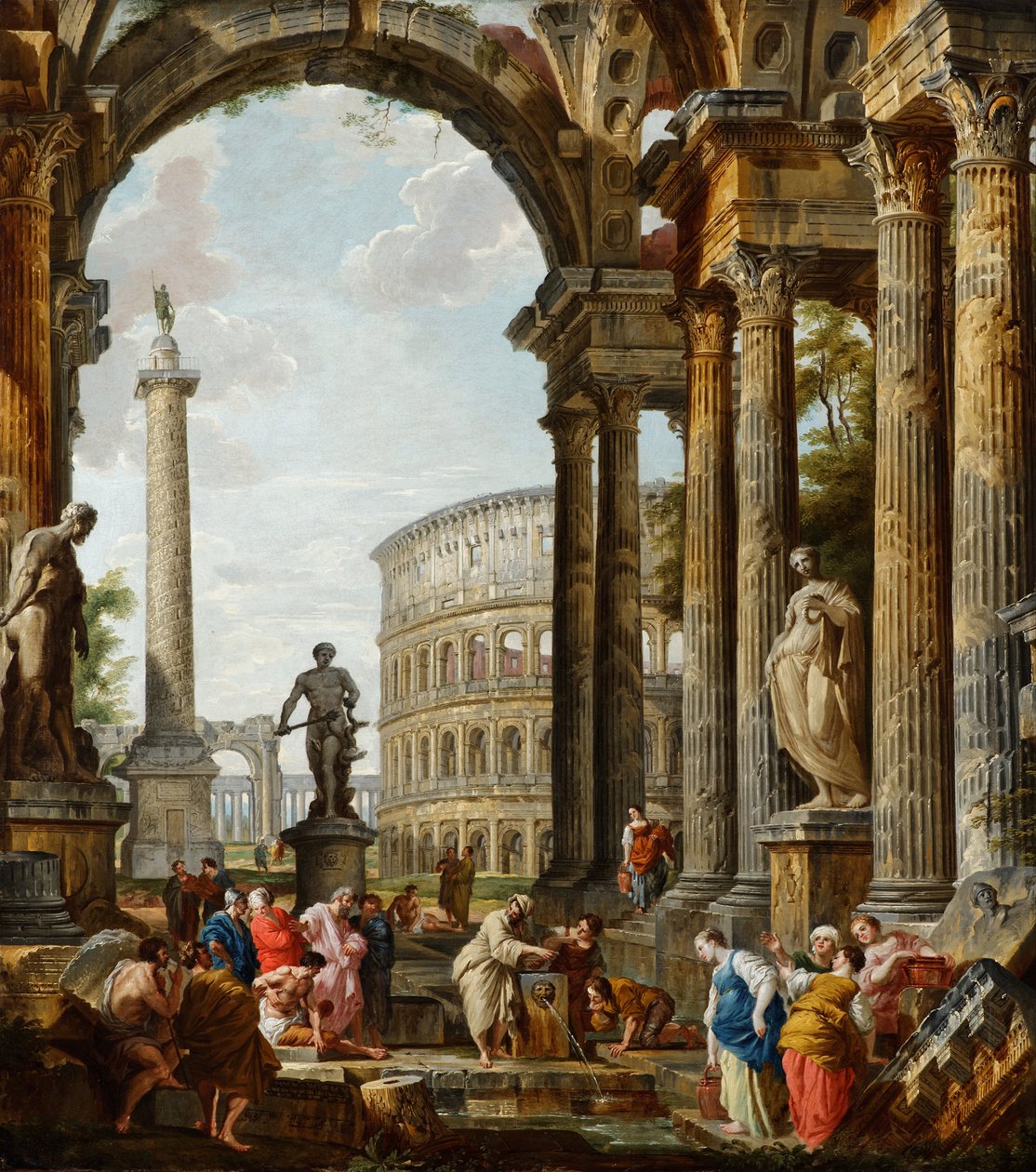 O filósofo Diógenes jogando sua tigela para baixo de Giovanni Paolo Pannini