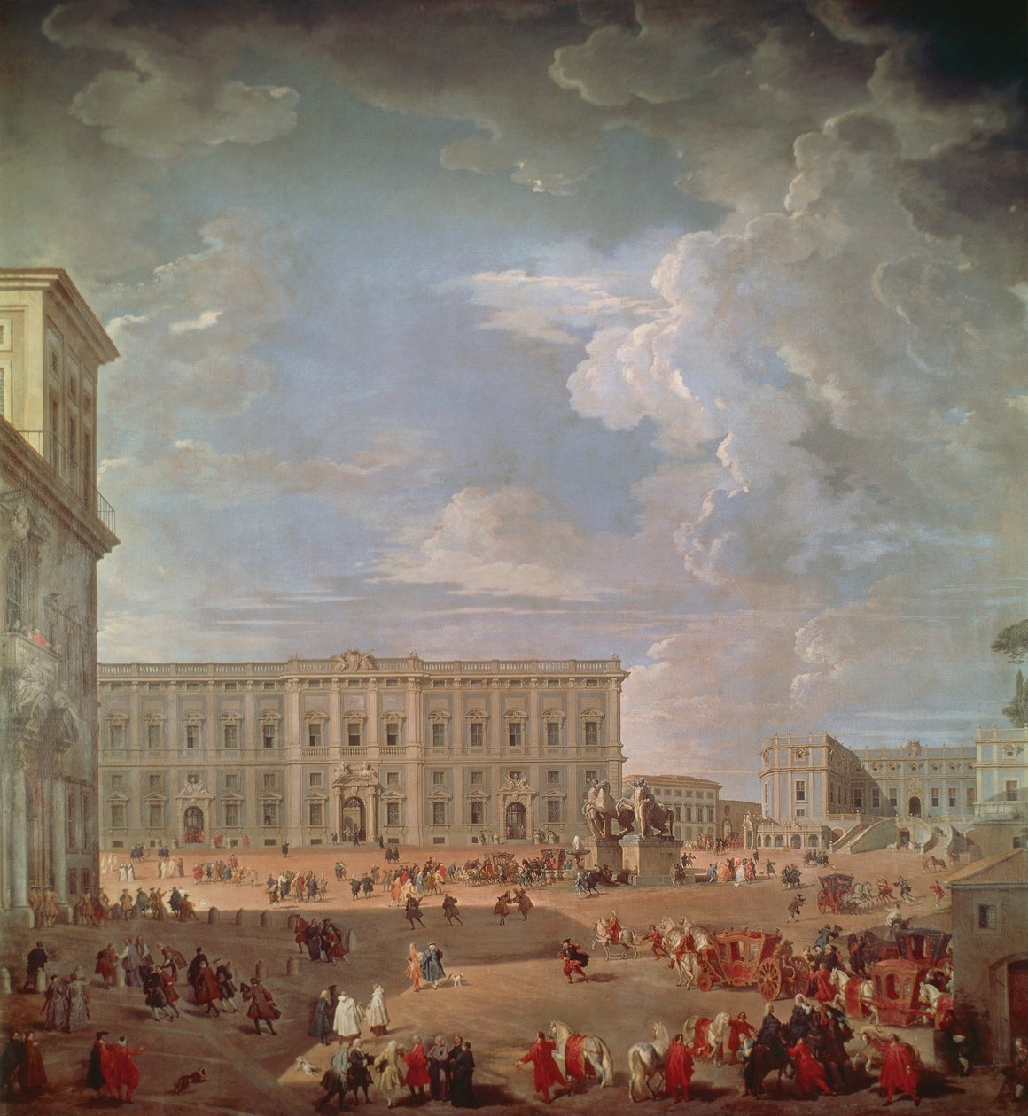 Vista do Quirinale e Piazza di Monte Cavallo, de Giovanni Paolo Pannini (1691-1765), óleo sobre tela, 270x254 cm de Giovanni Paolo Pannini