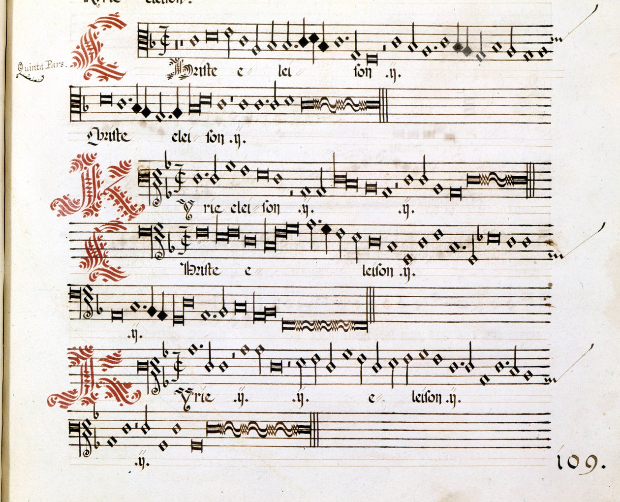 Manuscrito de Kyrie das "Messes of Mantua" de Giovanni Pierluigi da Palestrina (1525 - 1594), compositor italiano. de Giovanni Pierluigi da (after) Palestrina