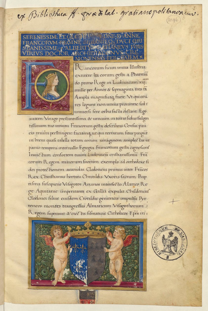 Frontispício da História dos Reis de França de Alberto Cattaneo de Piacenza de Giovanni Pietro Birago