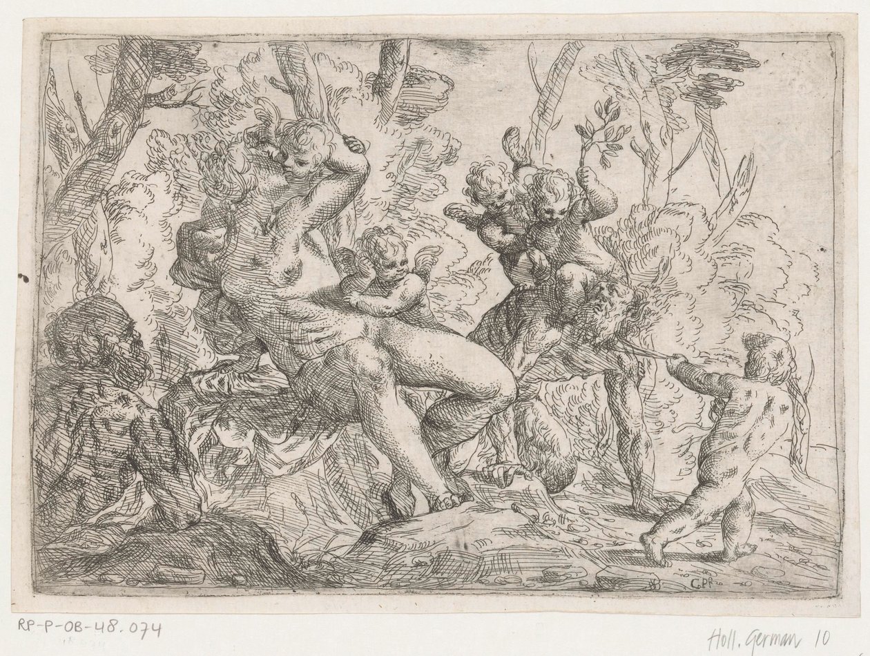 Um sátiro capturado por putti e Vénus de Giovanni Pietro Possenti
