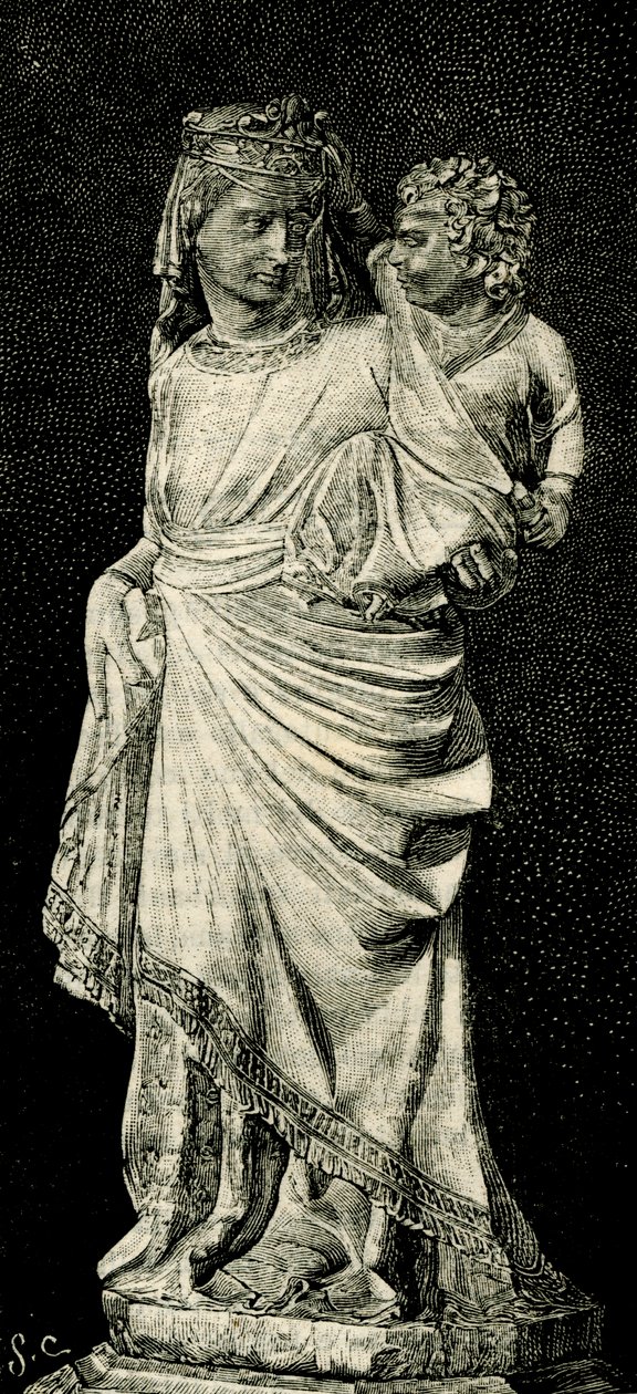 Madonna and Child, estátua de Giovanni Pisano (ca 1240-ca 1320), catedral de Prato, Toscana, Itália, talha de Le cento citta d