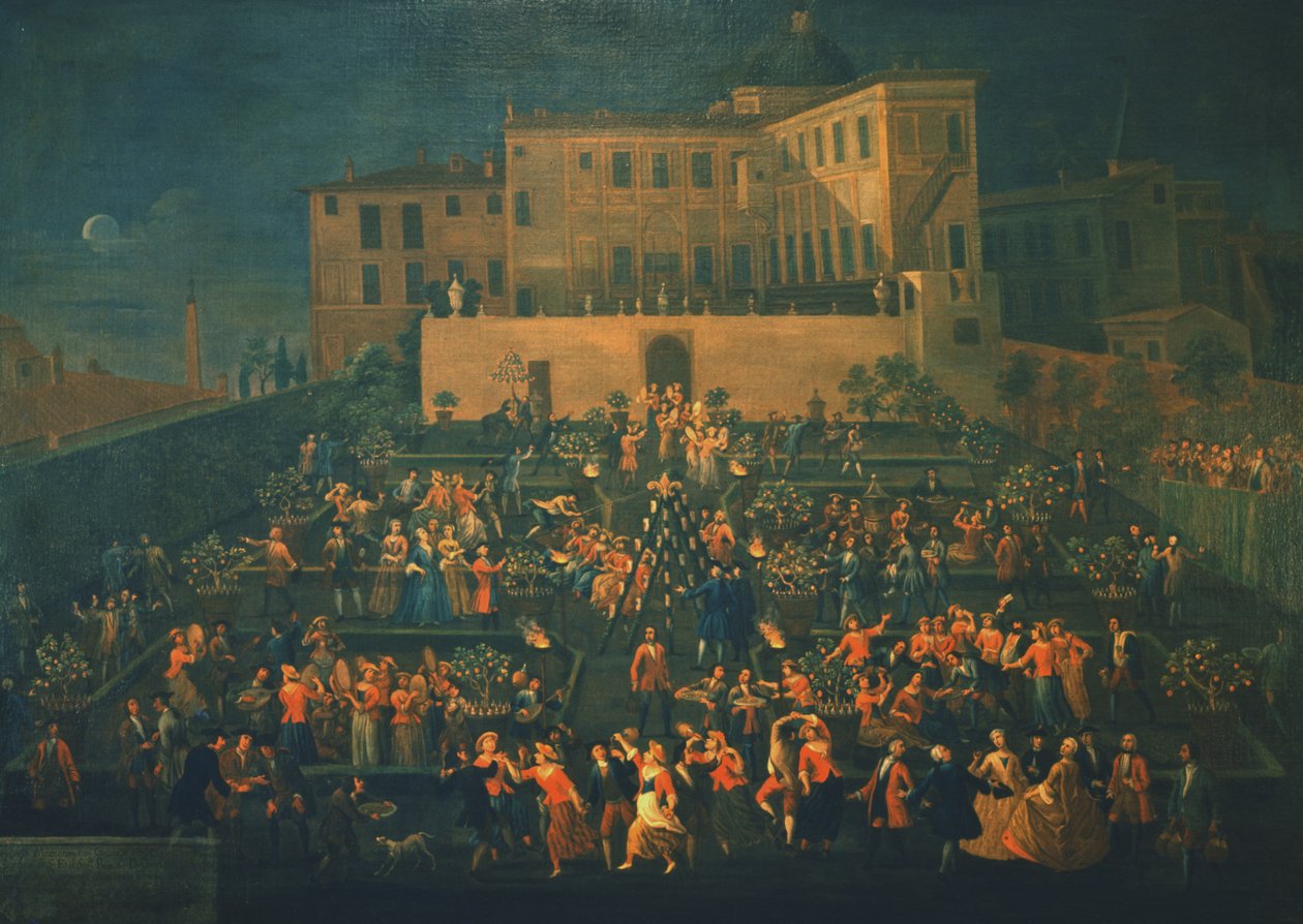 Festa de Mozzatore no jardim do Palazzo Rospigliosi em 1740, c.1740 de Giovanni Reder