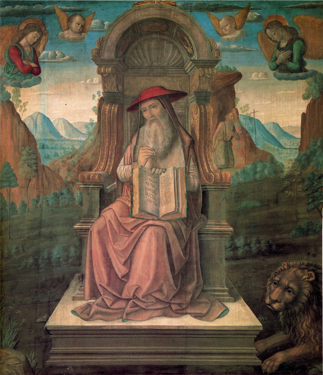 São Jerônimo entronizado, ca 1475. de Giovanni Santi