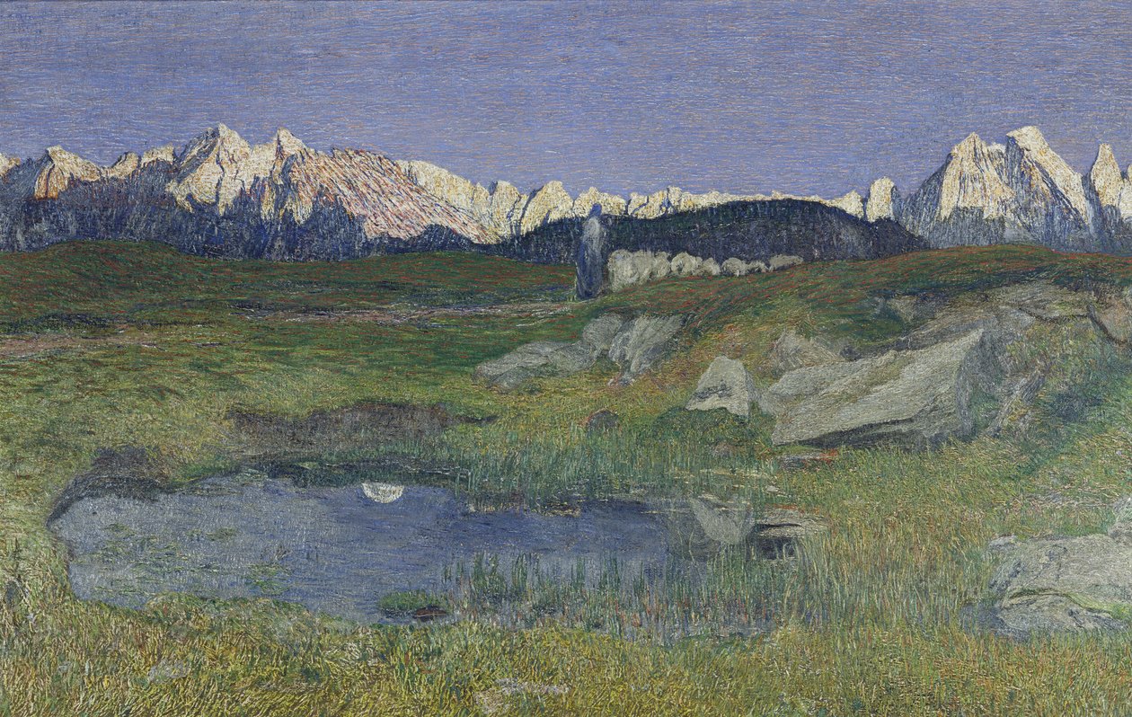 Paisagem alpina ao pôr do sol de Giovanni Segantini