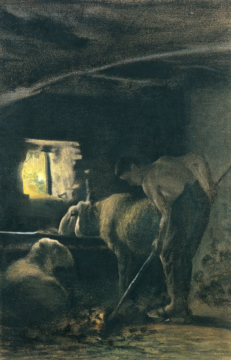 No estábulo de Giovanni Segantini