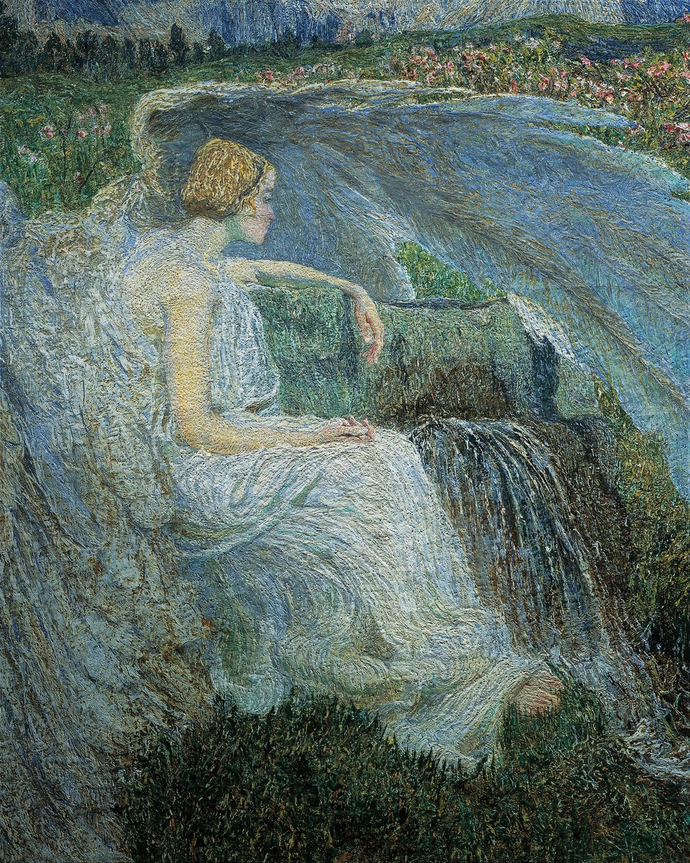 Amor na Fonte da Vida ou Amantes nas Fontes da Vida, de Giovanni Segantini, detalhe de Giovanni Segantini