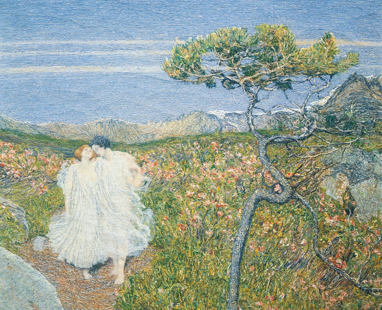 Amor na Fonte da Vida ou Amantes nas Fontes da Vida, de Giovanni Segantini, detalhe de Giovanni Segantini