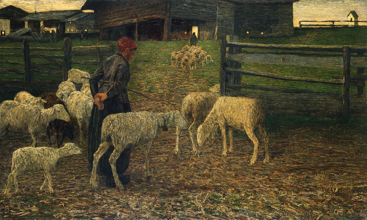 Regresso à dobra, por Giovanni Segantini (1858-1899) de Giovanni Segantini