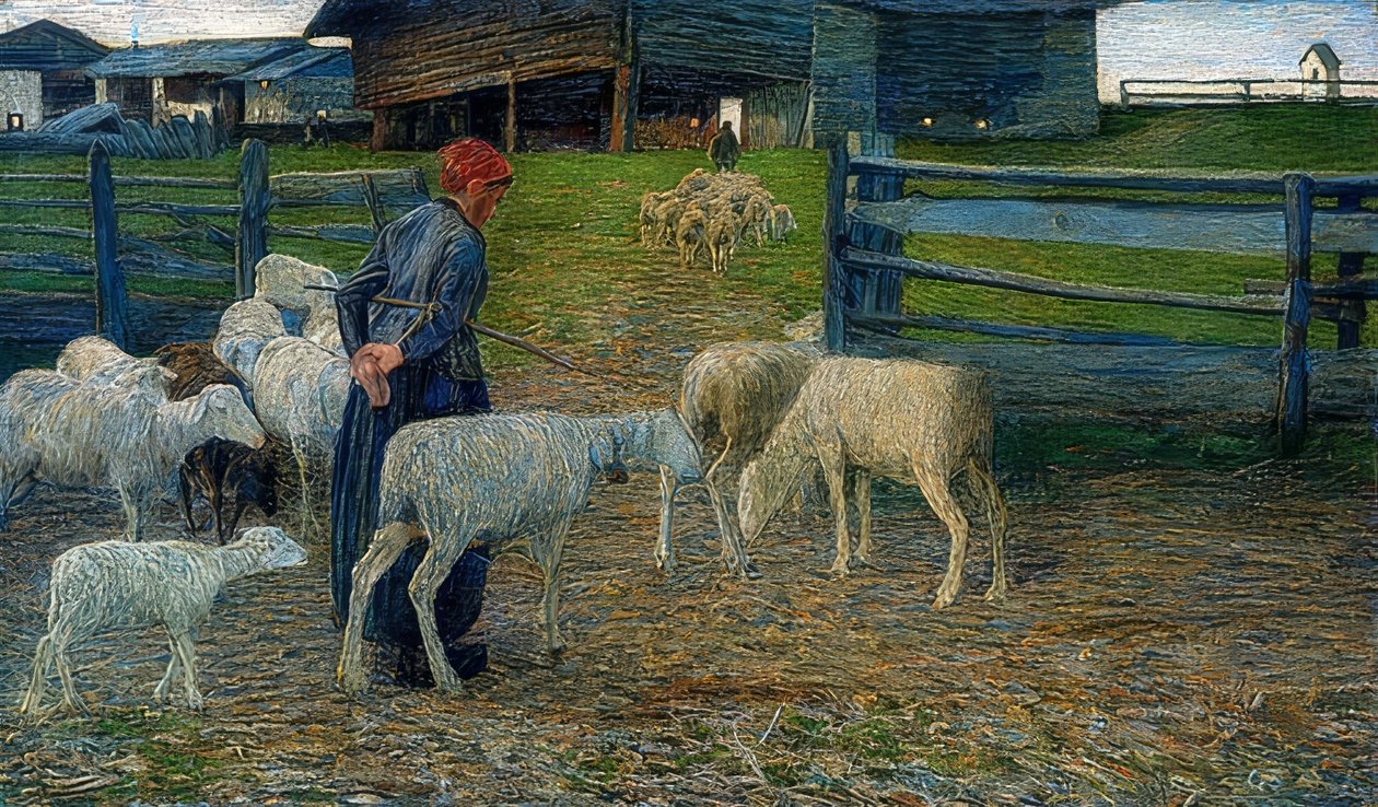 Retorne ao estábulo. 1888 de Giovanni Segantini