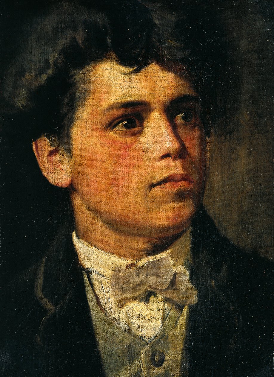 Auto-retrato aos 20 anos, por Giovanni Segantini (1858-1899), óleo sobre tela, 35x26 cm de Giovanni Segantini
