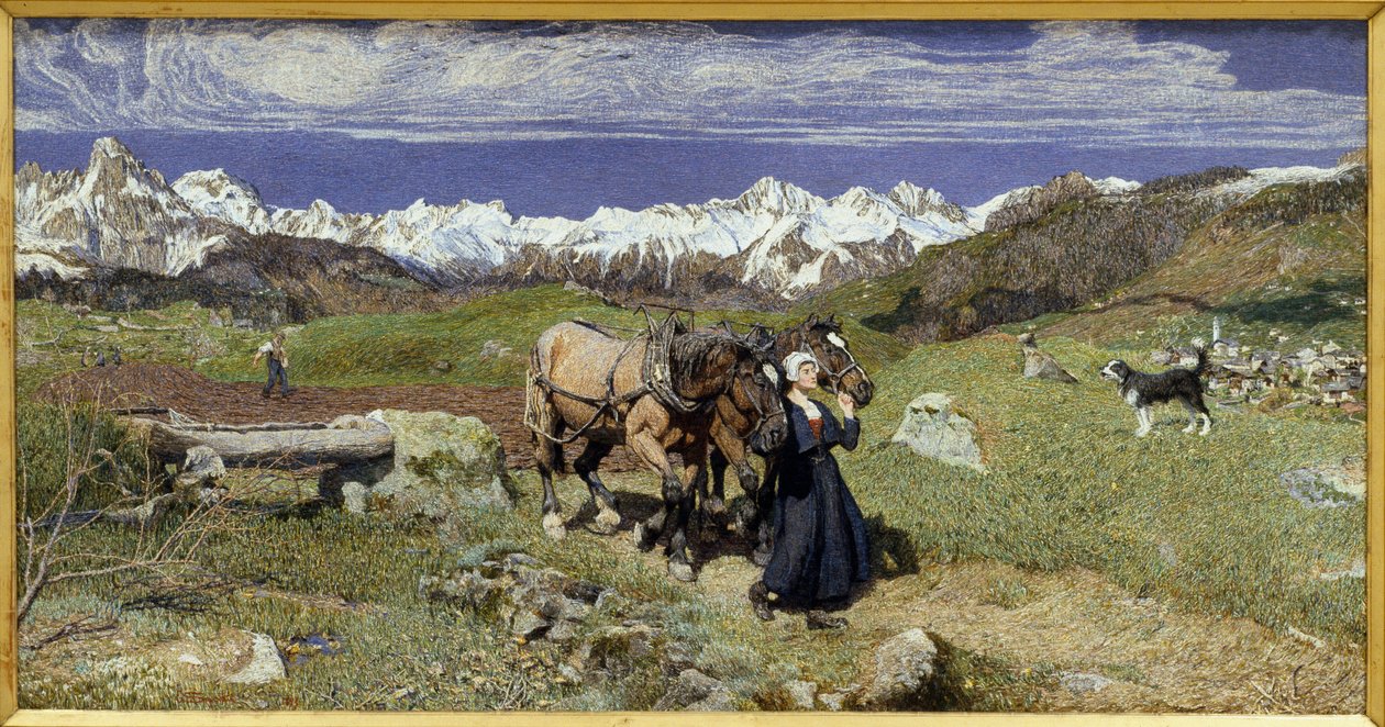 As montanhas dos Alpes na Primavera (1879, Óleo sobre tela) de Giovanni Segantini