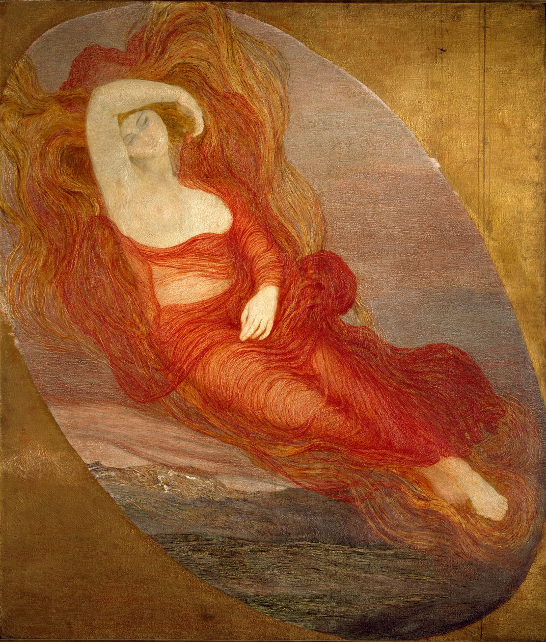 A Deusa do Amor Pintura de Giovanni Segantini (1858-1899) 1894-1897 Sol. 210x133 cm Milão, Galleria d