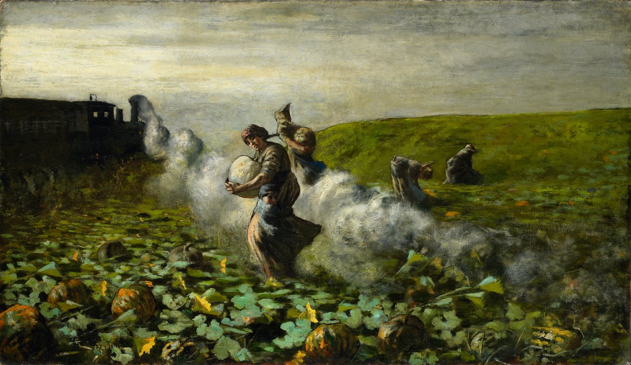 A Colheita de Abóbora, 1897 de Giovanni Segantini