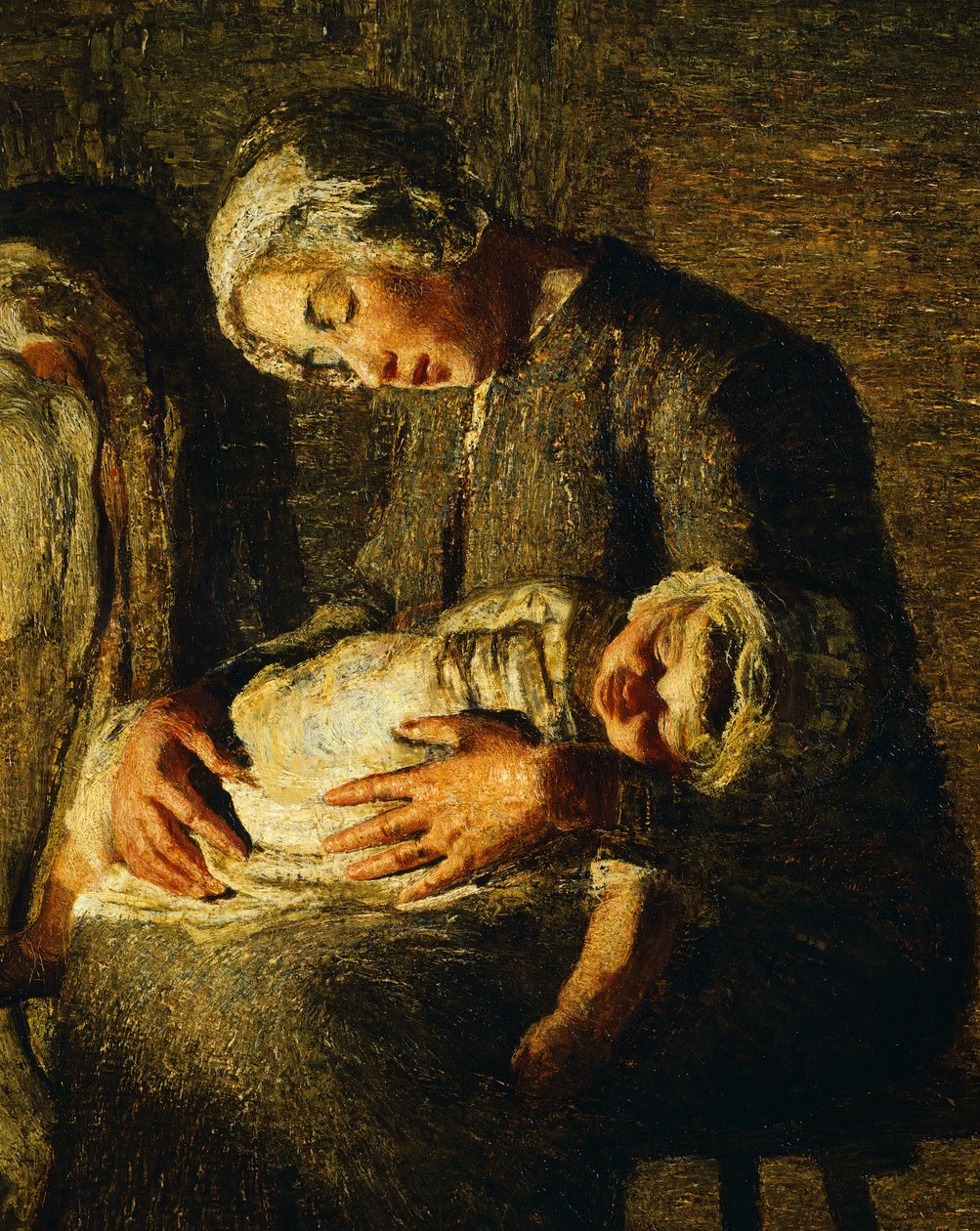 As Duas Mães, de Giovanni Segantini, detalhe de Giovanni Segantini