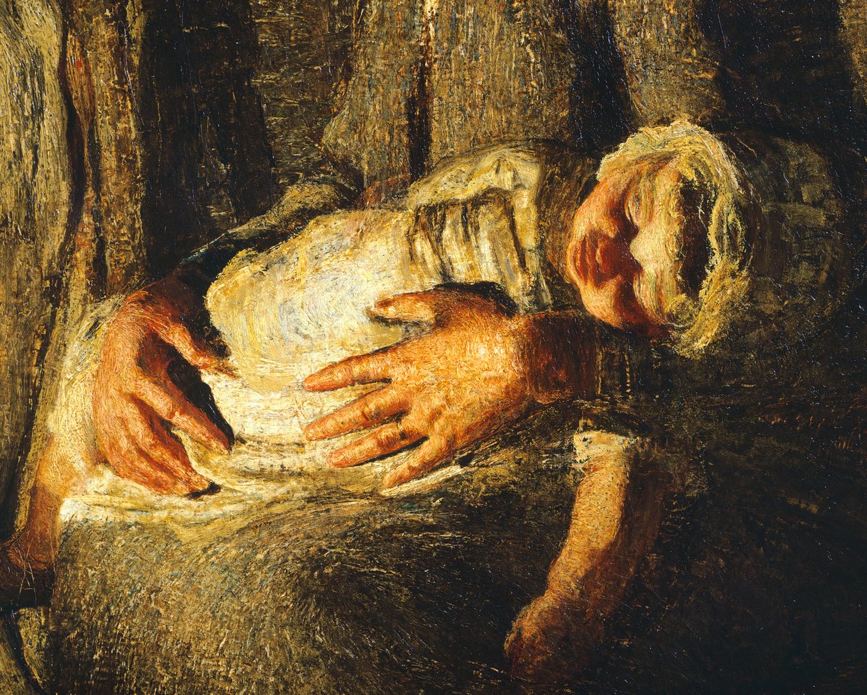 As Duas Mães, de Giovanni Segantini, detalhe de Giovanni Segantini