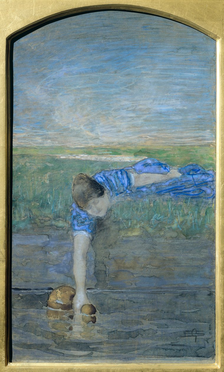 Mulheres no rio, de Giovanni Segantini (1858-1899) de Giovanni Segantini