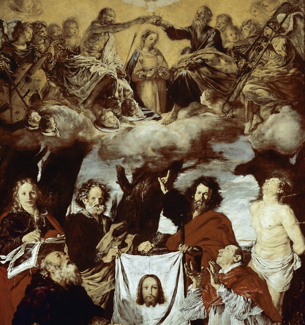 A Coroação da Virgem, O Véu de Verónica e dos Santos (Detalhe) (óleo sobre tela de Giovanni Serodine