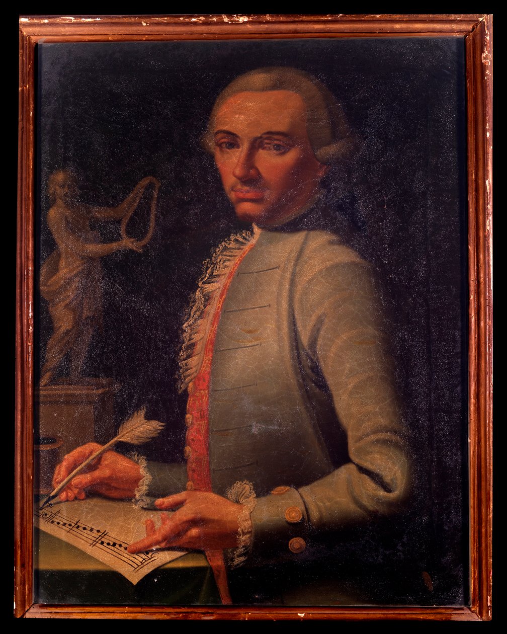 Retrato do compositor e harpista austríaco Christian Joseph Lidarti (1730-1793) Pintura de Giovanni Stella. Século XVIII. Bolonha, Civico museo Museo Bibliografico de Giovanni Stella