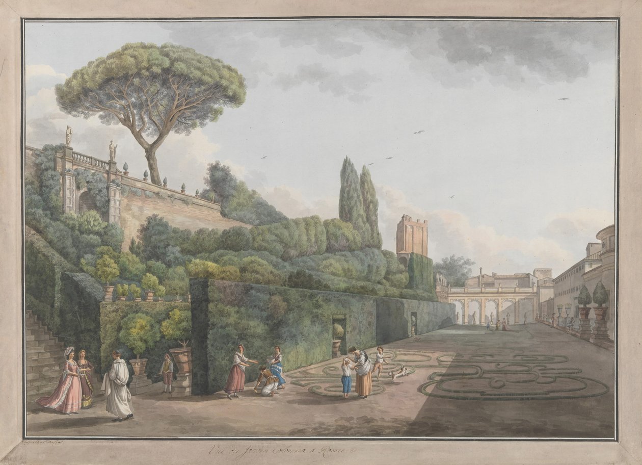 Jardim do Palazzo Colonna, c. 1780. Criadores: Giovanni Volpato, Louis Ducros. de Giovanni Volpato, Louis Ducros