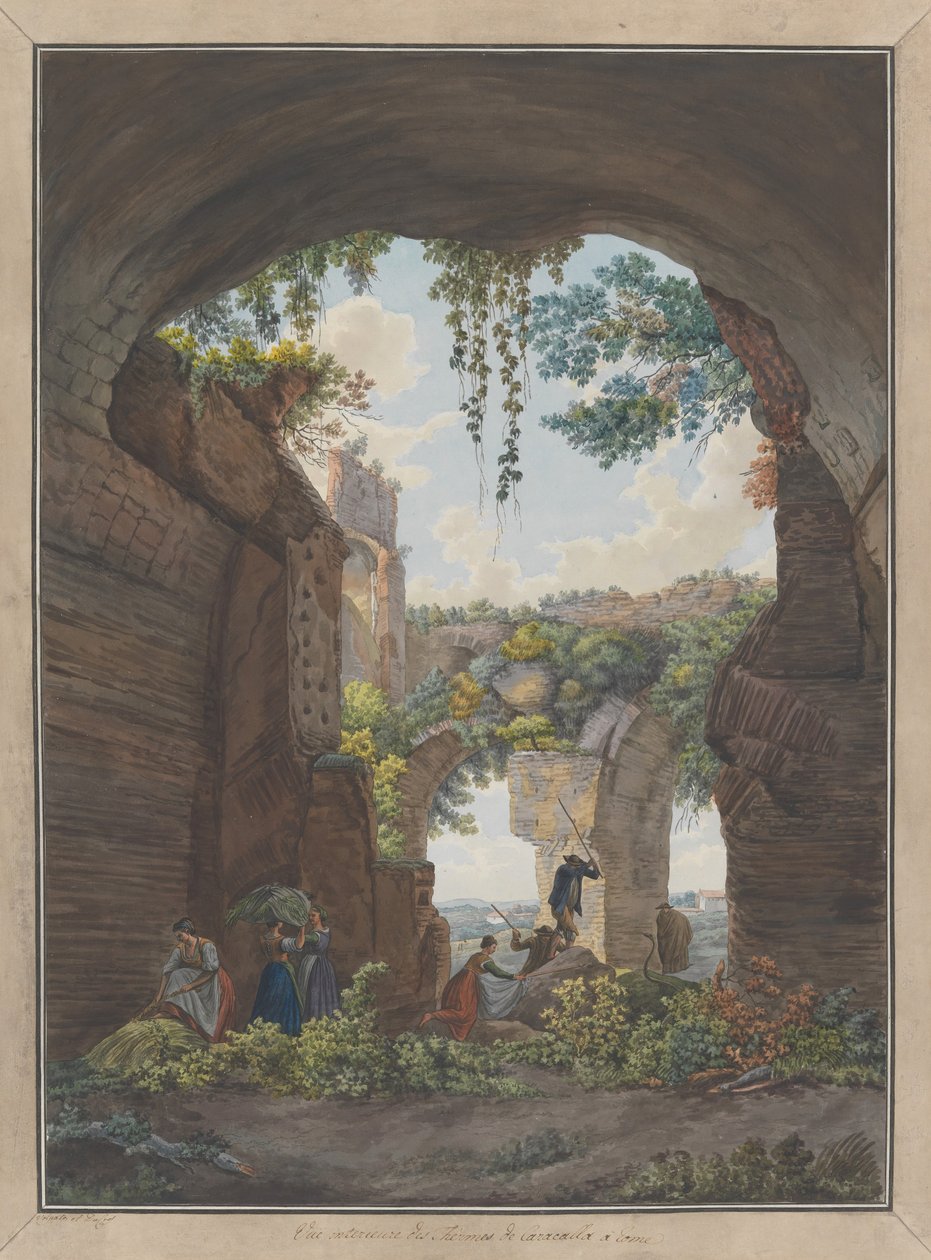 Interior das Termas de Caracalla, ca. 1780. Criadores: Giovanni Volpato, Louis Ducros. de Giovanni Volpato, Louis Ducros