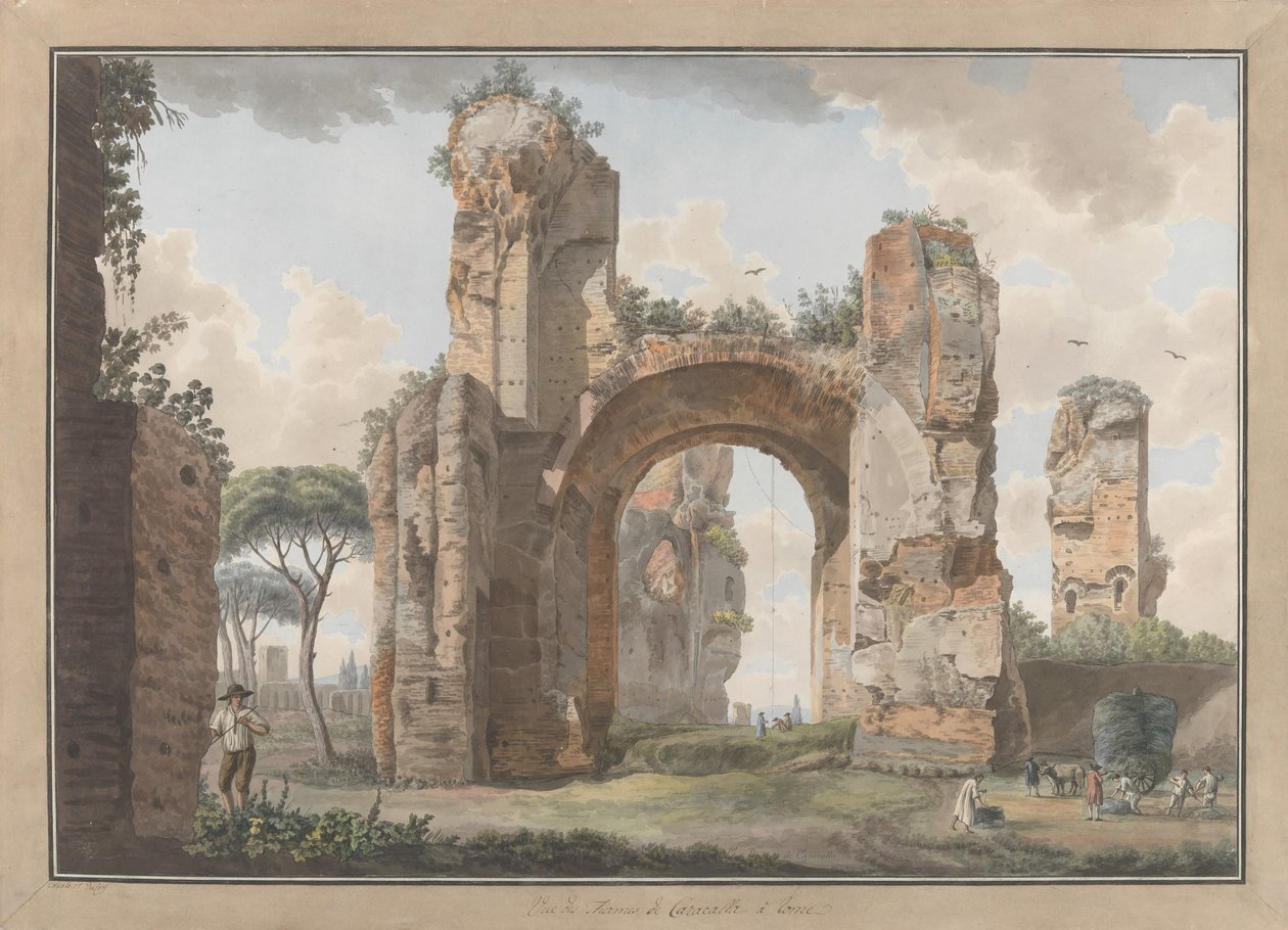 Interior das Termas de Caracalla, ca. 1780. Criadores: Giovanni Volpato, Louis Ducros. de Giovanni Volpato, Louis Ducros