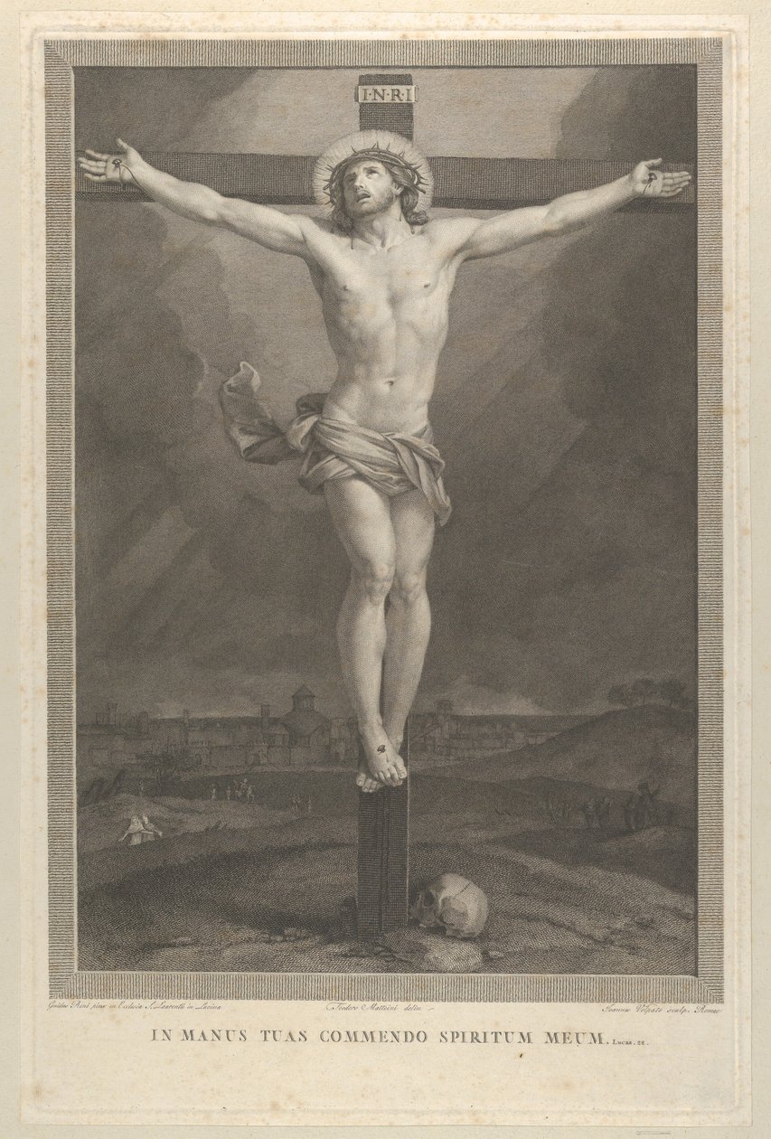 Cristo crucificado na cruz, uma caveira na base, ca. 1770-1803. de Giovanni Volpato