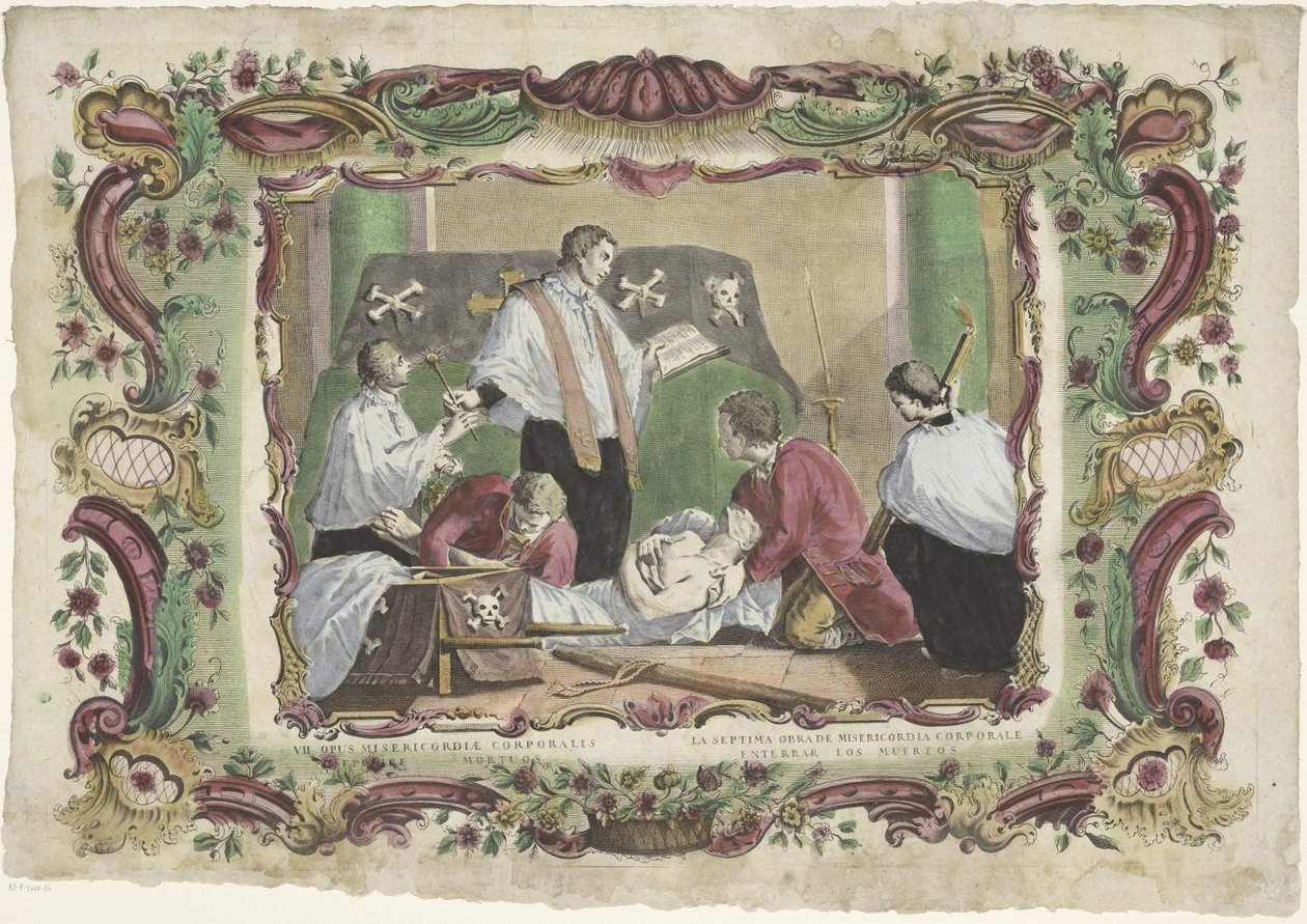Enterrando os mortos VII opus misericordiae corporalis / La septima obrade misericordia corporale (título no objeto) As Obras de Misericórdia Espirituais (título da série) de Giovanni Volpato