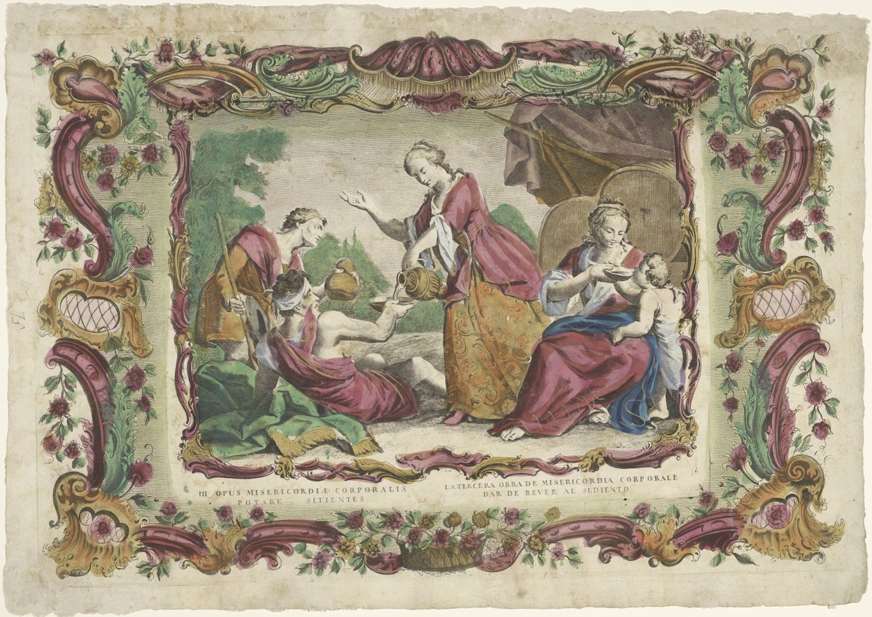 Laven de Dorstigen III. obra de misericórdia corporal / obra de misericórdia corporal posterior (...) (título no objeto) De spirituele werken van barmhartigheid (título da série) de Giovanni Volpato