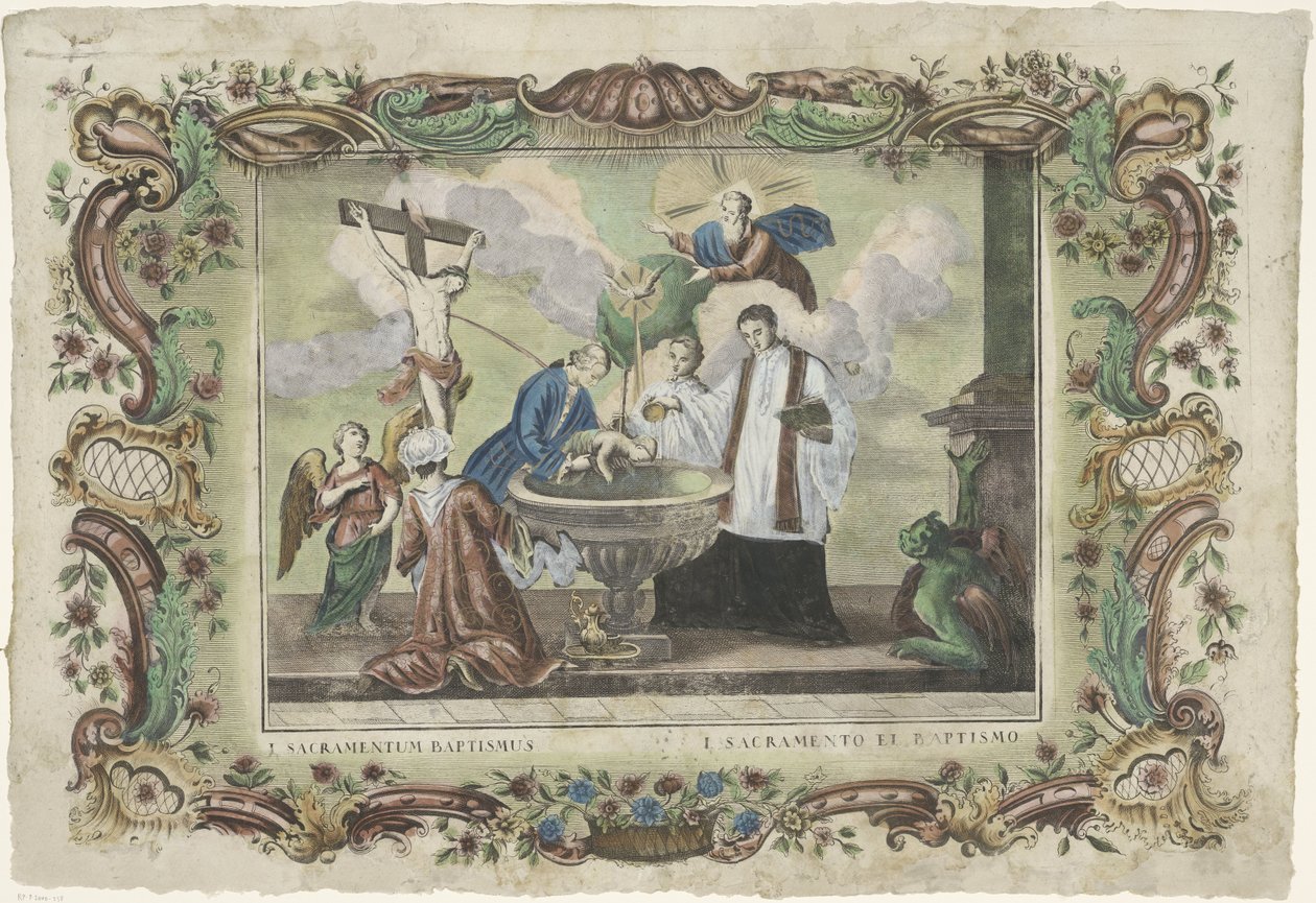 O sacramento do baptismo
I. sacramentum baptismus / I. sacramento el baptismo (título sobre o objecto)
Os sete sacramentos (título da série) de Giovanni Volpato