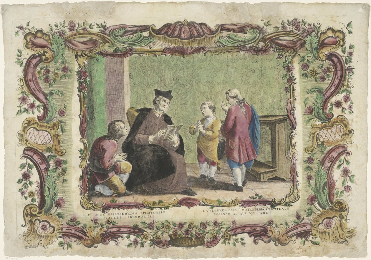 Ensinar os ignorantes
II opus misericordiae spiritualis / La segunda obra de misericordia espiritual (...) (título sobre o objecto)
As obras de misericórdia espirituais (título da série) de Giovanni Volpato