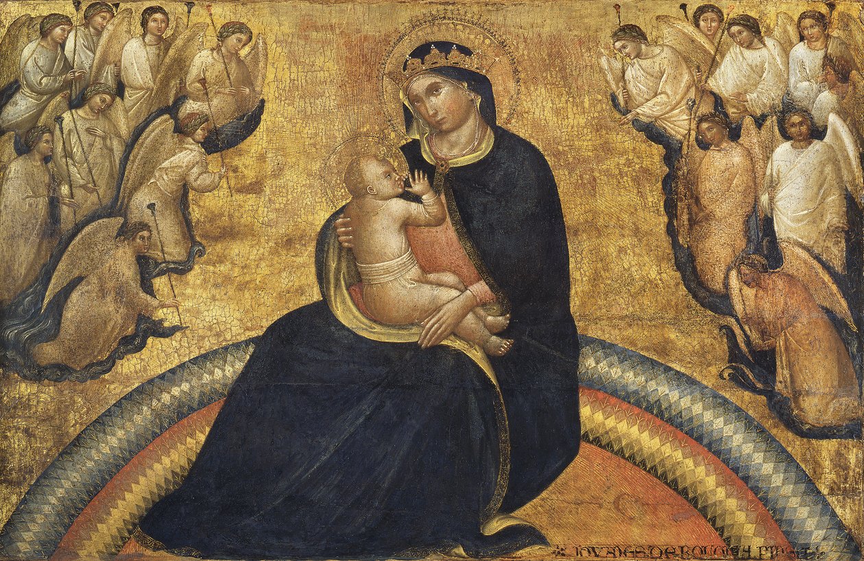 Madonna com criança e anjos, 1370-77 de Giovanni da Bologna