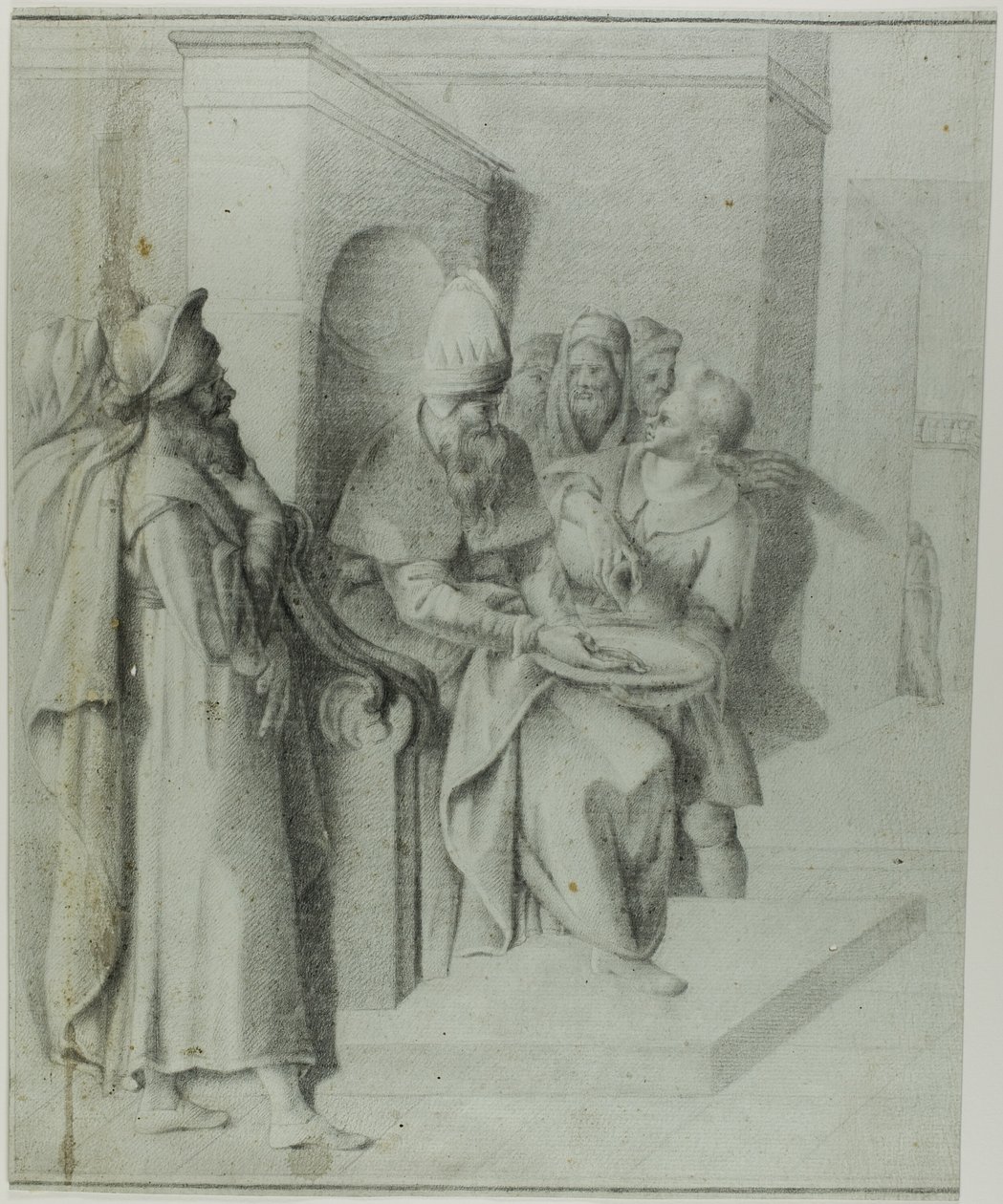 Pilatos lavando as mãos, com Cristo sendo levado: porção esquerda de Giovanni da Bologna